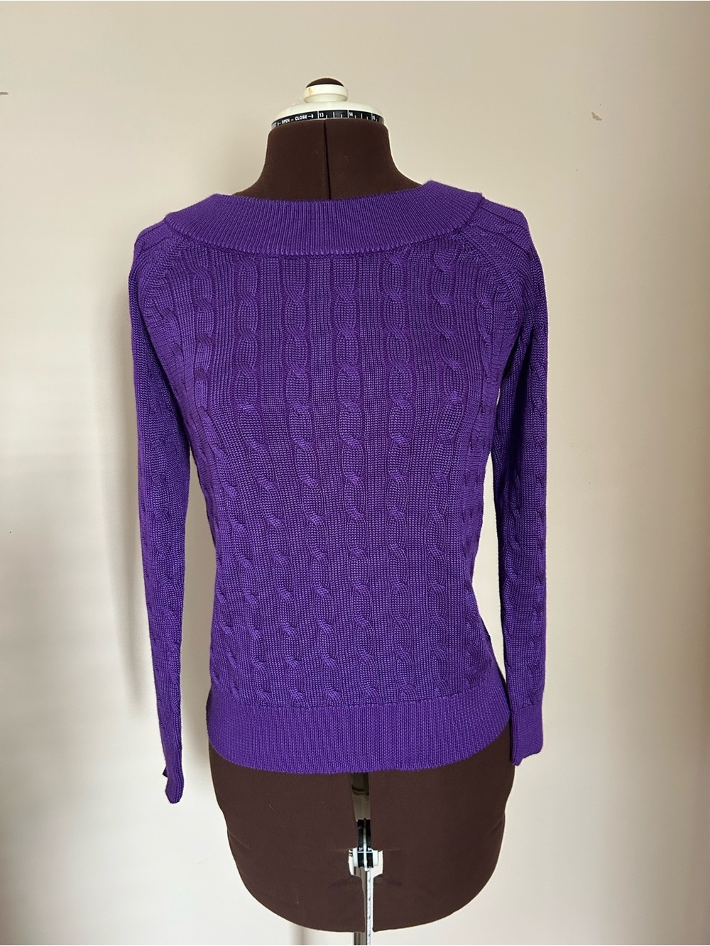 Ralph Lauren Purple Jewel Toned Cable-Knit Scoop-Neck Sweater